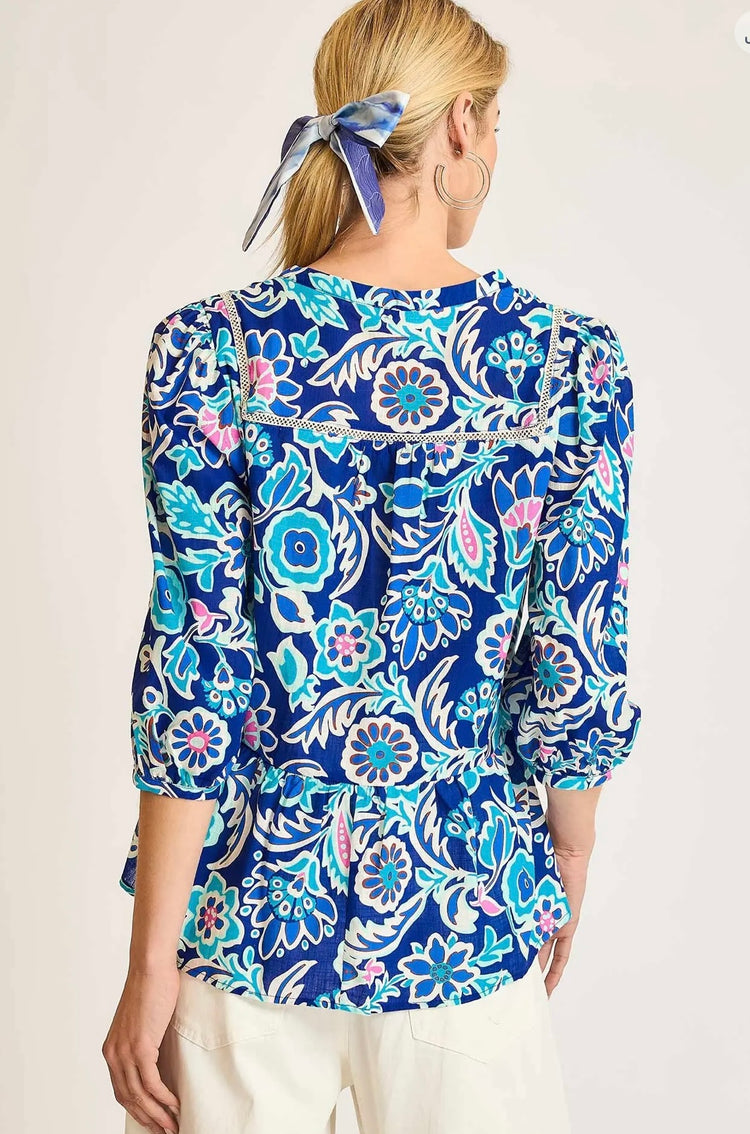 Blue Multi Colored Shirt By Umgee